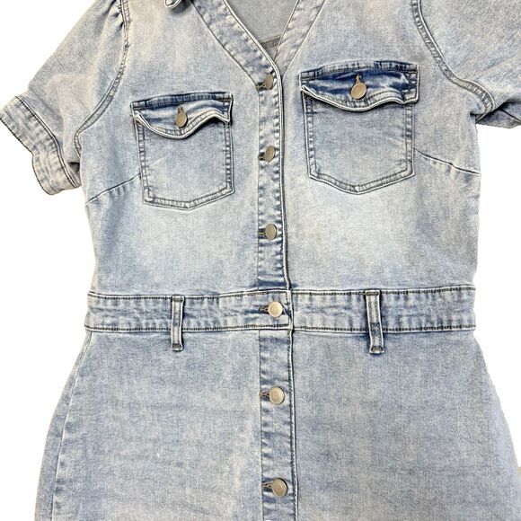 Celebrity Pink Denim Overalls Skirtall Dress Light Wash Juniors Plus women XL - Picture 14 of 14